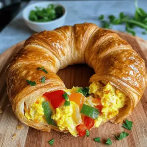 Rührei Ring aus Croissant Teig mit ganz viel Käse