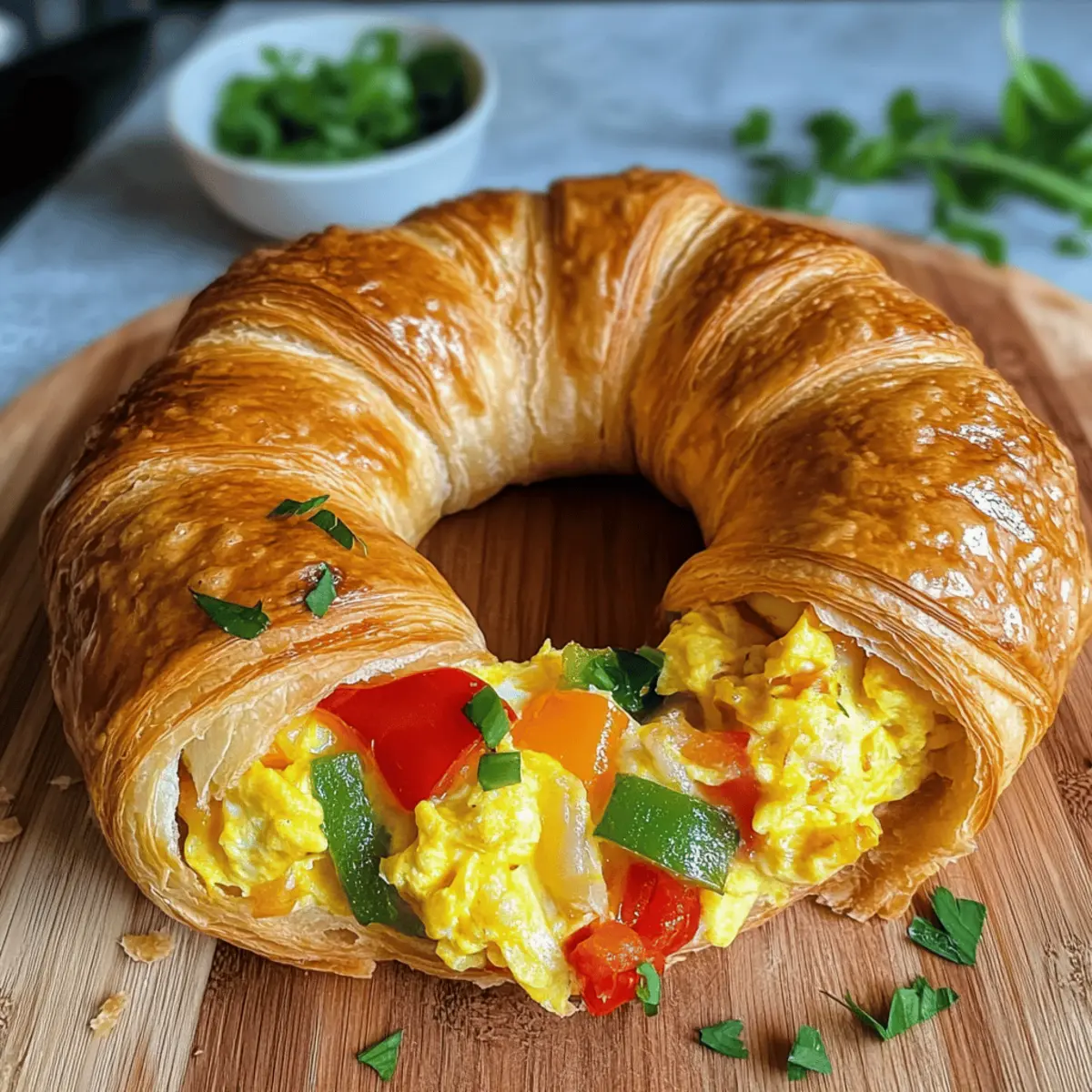 Rührei Ring aus Croissant Teig mit ganz viel Käse