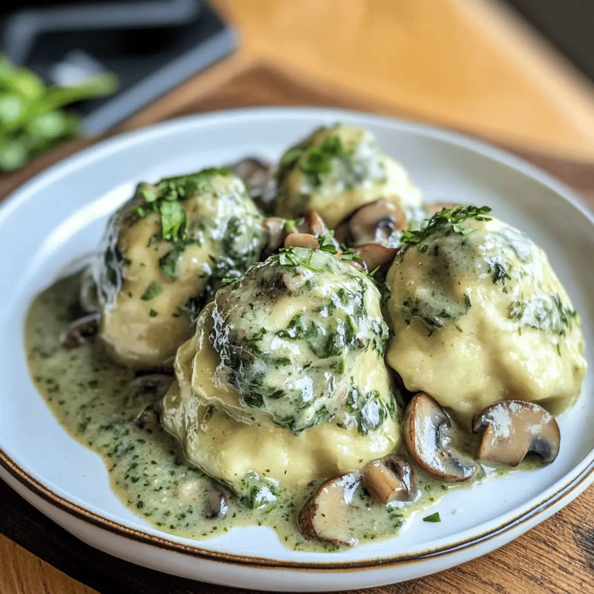 Spinatknödel als Hauptgericht