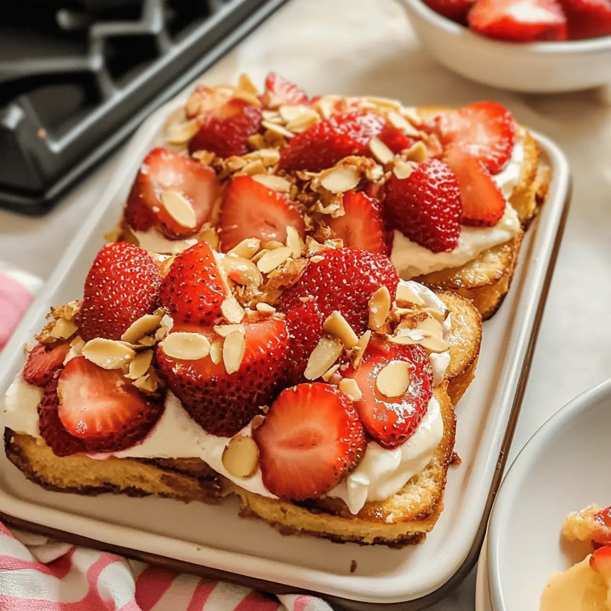 Brioche casserole with strawberries