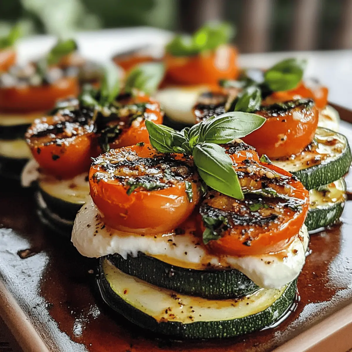 Gegrillte Zucchini Caprese Stapel