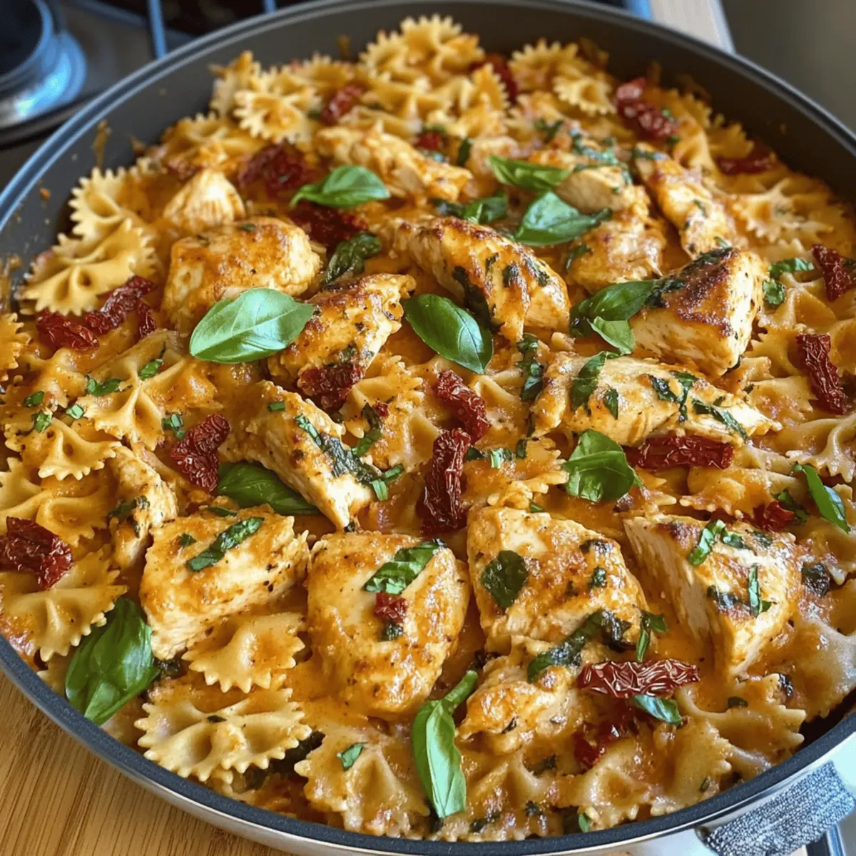 Heirate mich Pastapfanne mit gebratenem Hähnchen