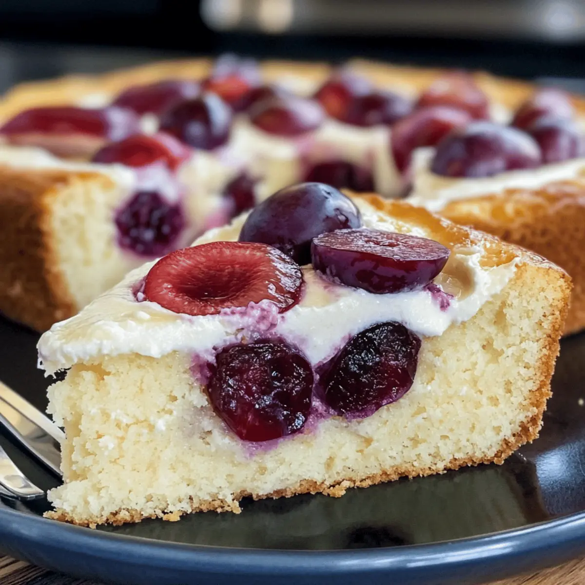 Plum cake with sour cream topping