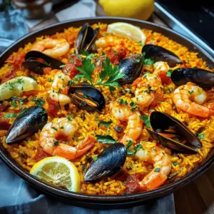 Spanische Paella Meeresfrüchte Ofen