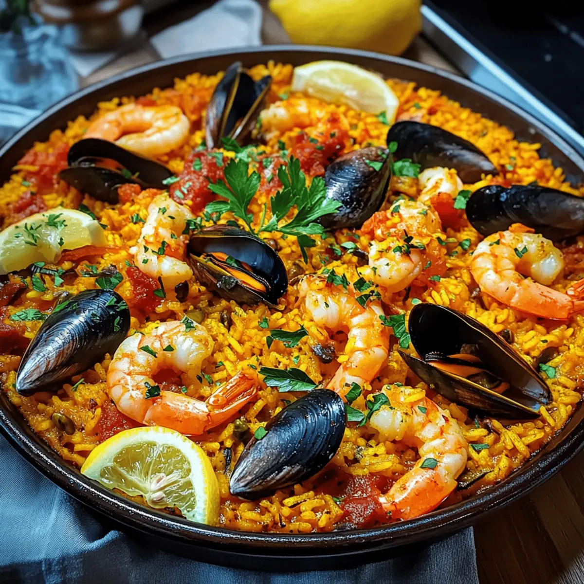 Spanische Paella Meeresfrüchte Ofen