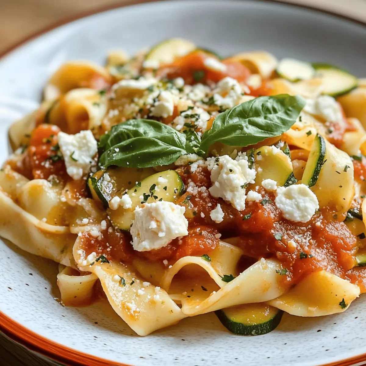 Bandnudeln mit Zucchini-Tomaten-Sauce