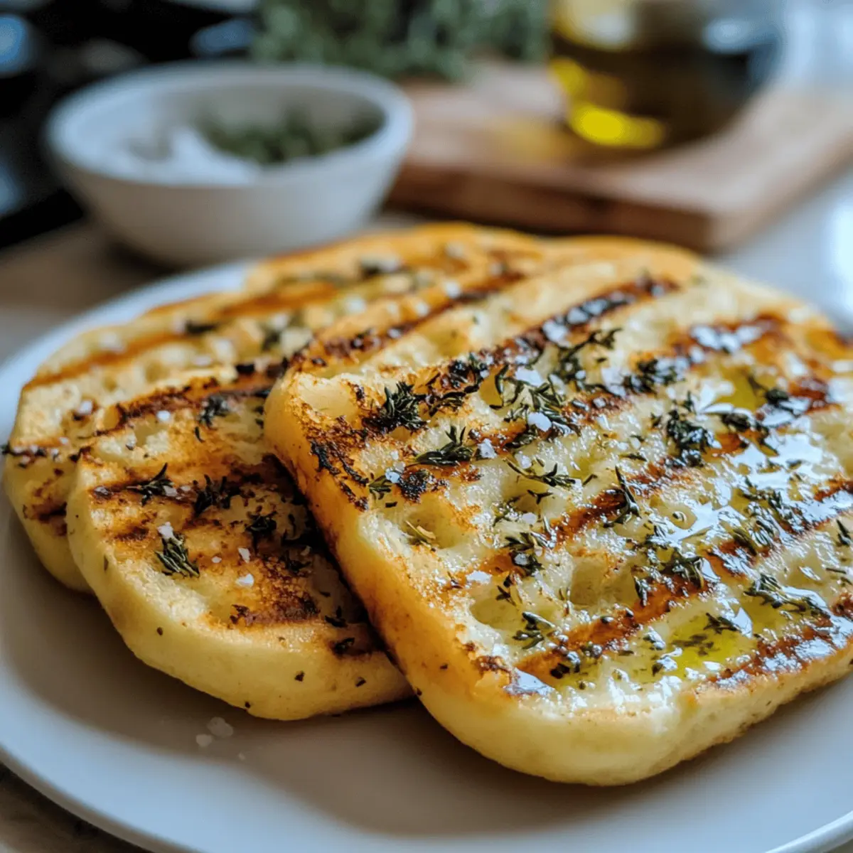 Grillbrot mit Olivenöl und Meersalz
