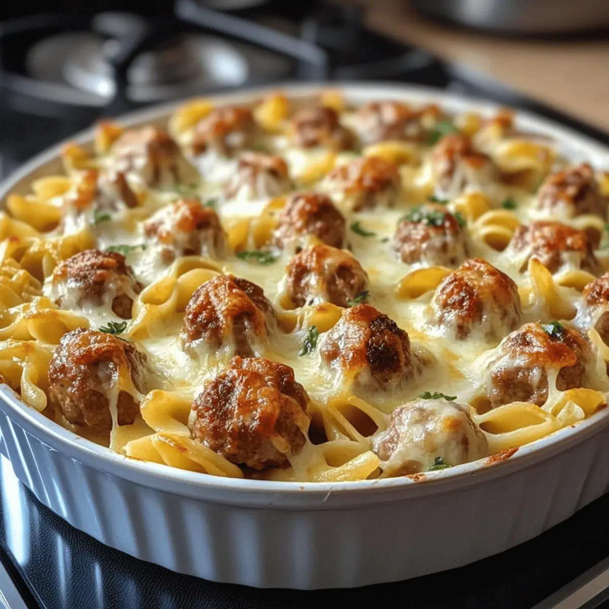 Schwedischer Nudelauflauf mit Fleischbällchen