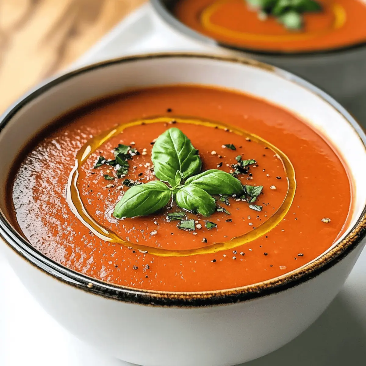 Delicious tomato soup with basil
