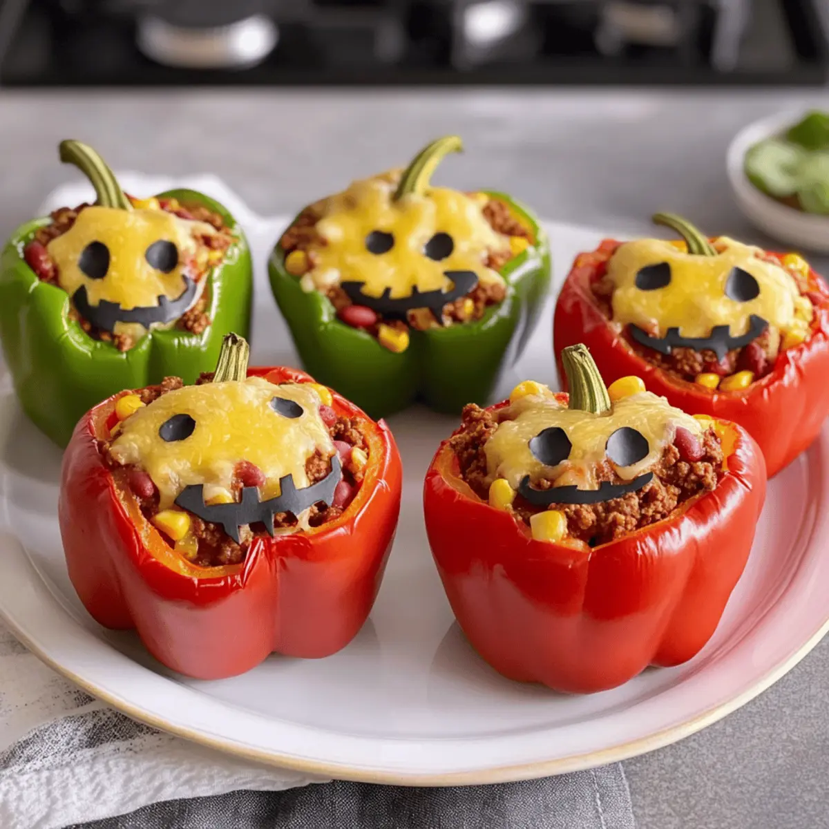 Gefüllte Halloween Paprika nach Chili con Carne