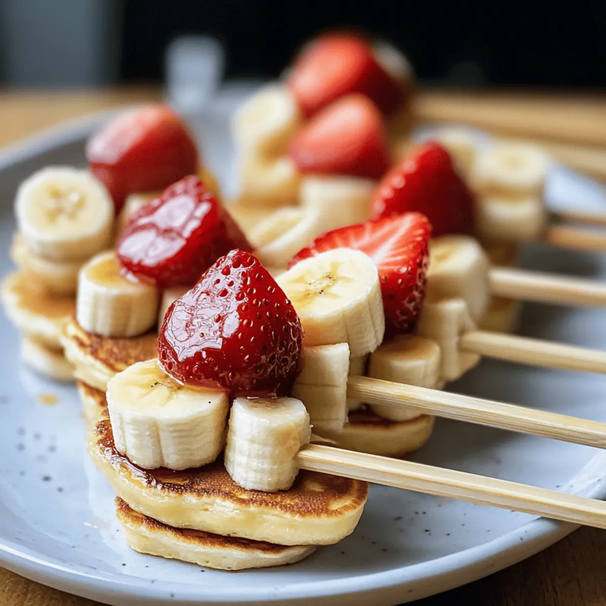 Erdbeer-Bananen-Pfannkuchen-Spieße