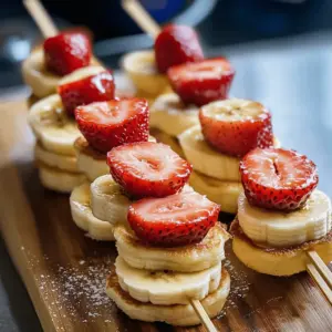 Erdbeer-Bananen-Pfannkuchen-Spieße