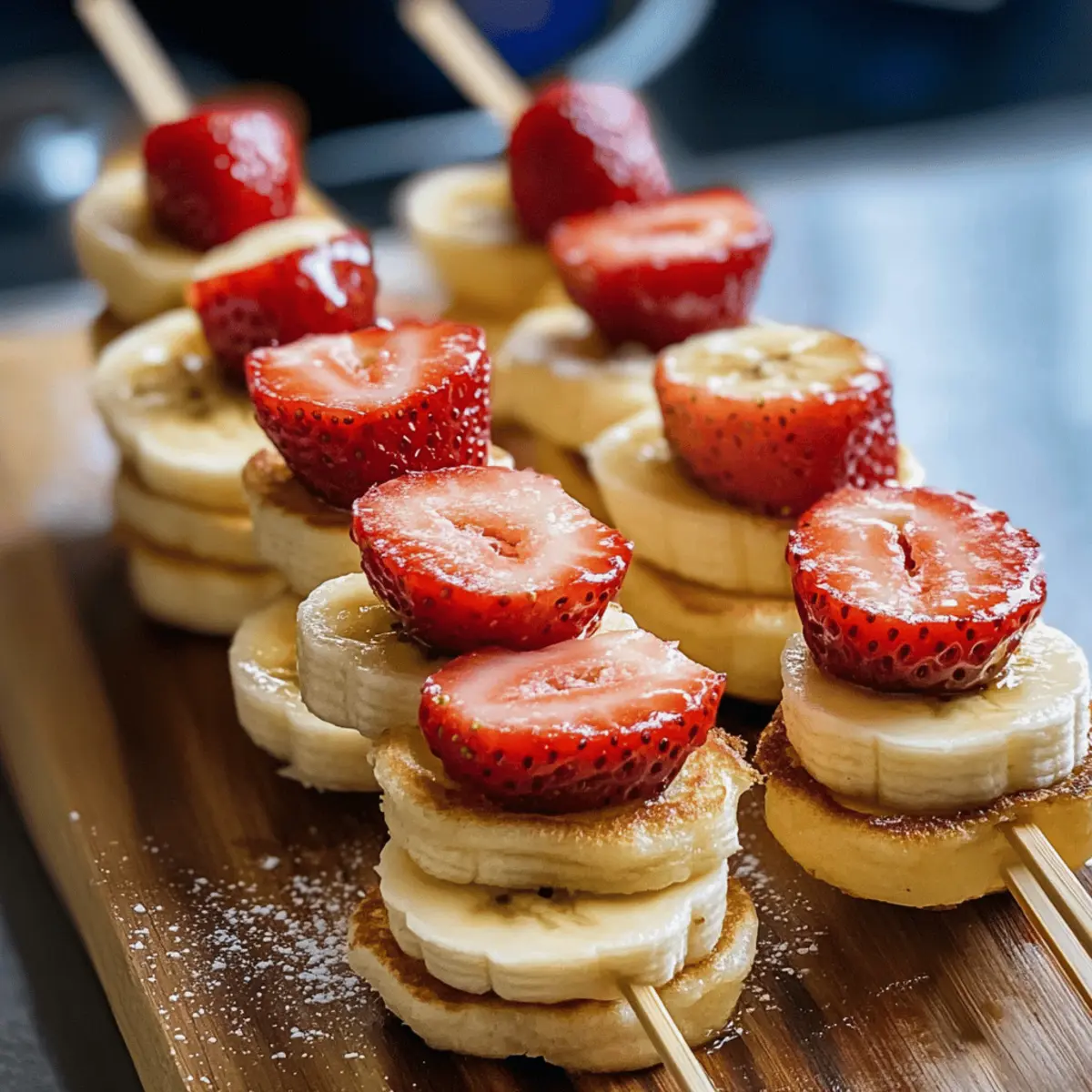 Erdbeer-Bananen-Pfannkuchen-Spieße