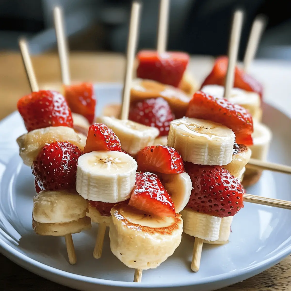 Erdbeer-Bananen-Pfannkuchen-Spieße