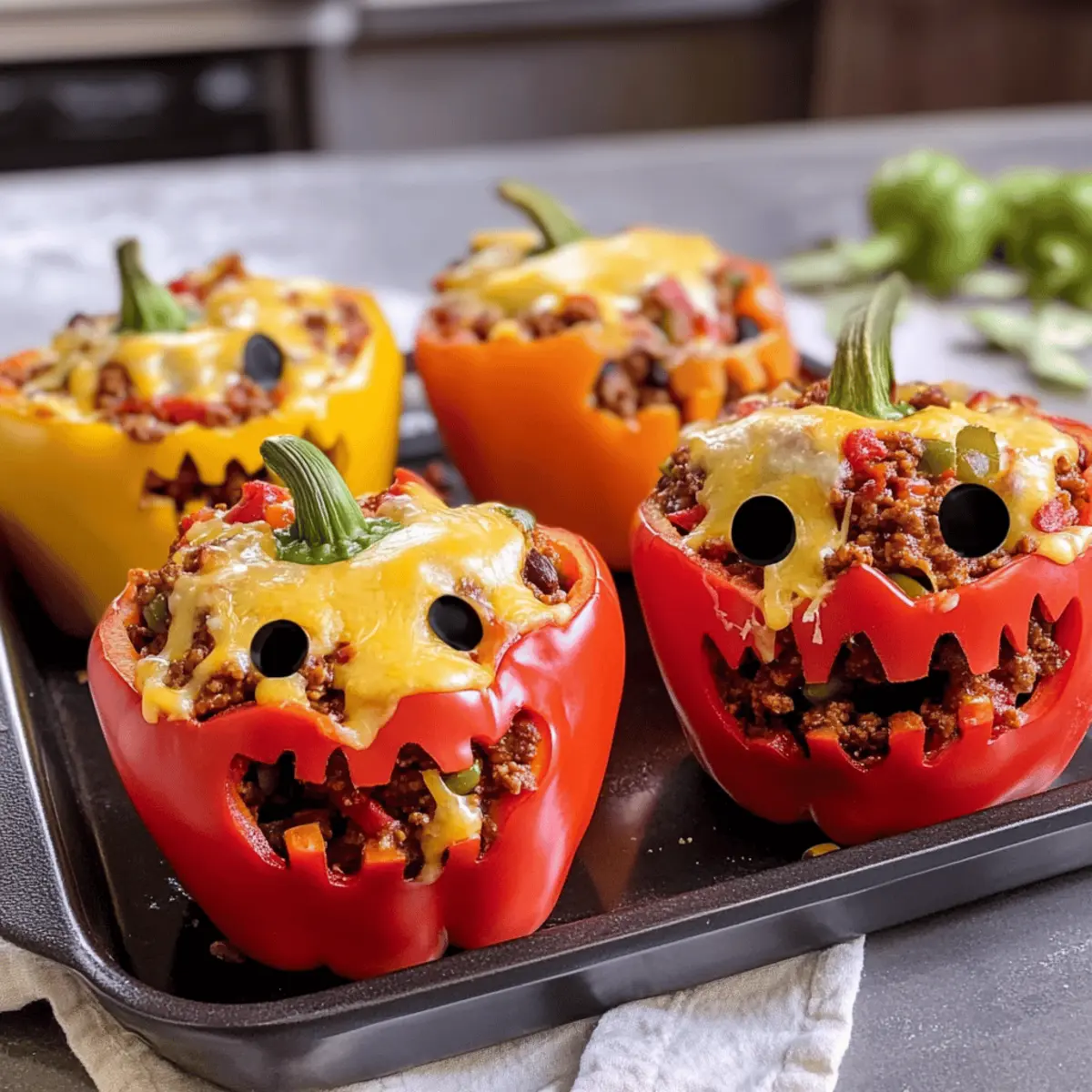 Gefüllte Halloween Paprika nach Chili con Carne