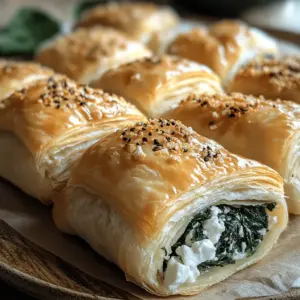 Herzhafte Blätterteig-Röllchen mit Spinat & Feta