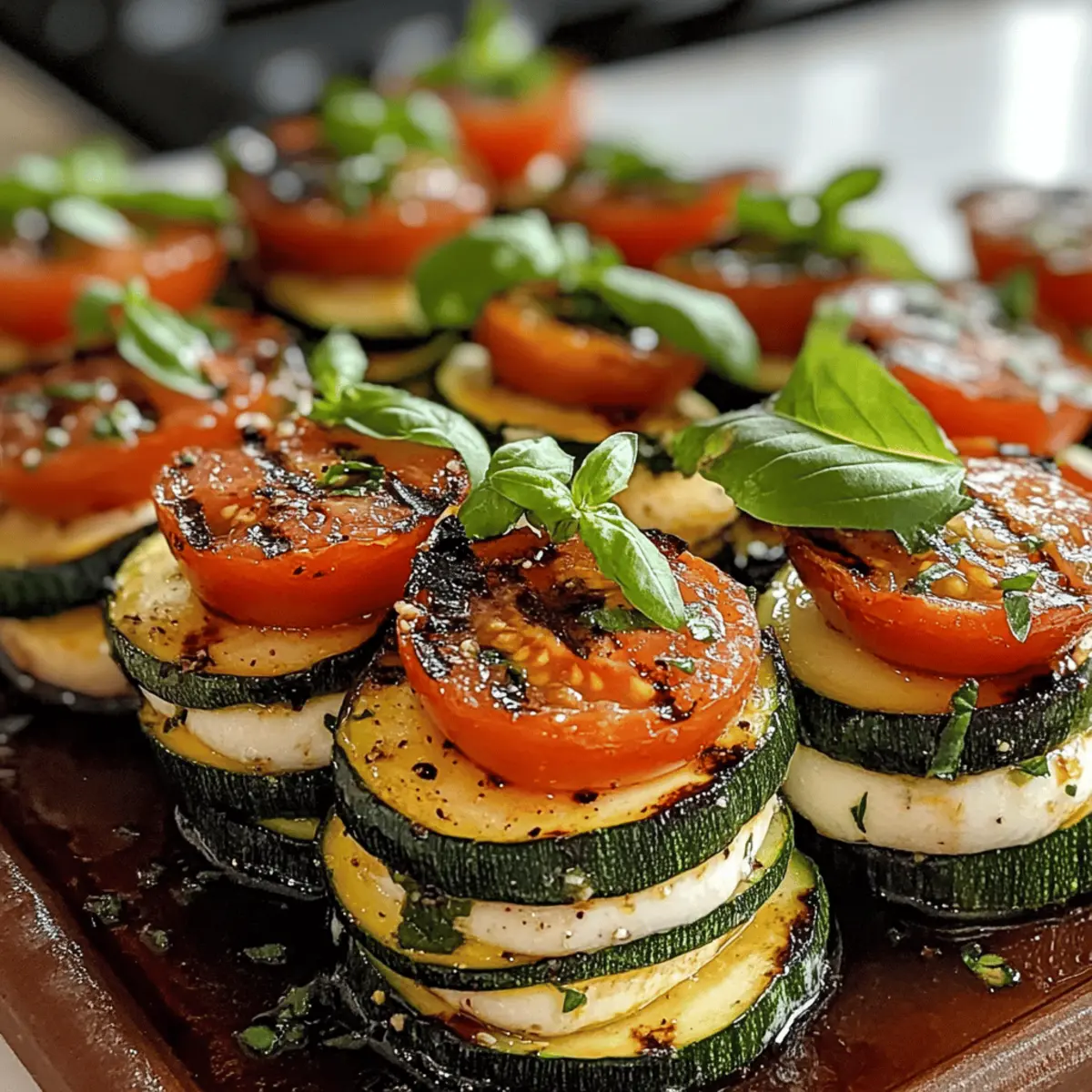 Gegrillte Zucchini Caprese Stapel