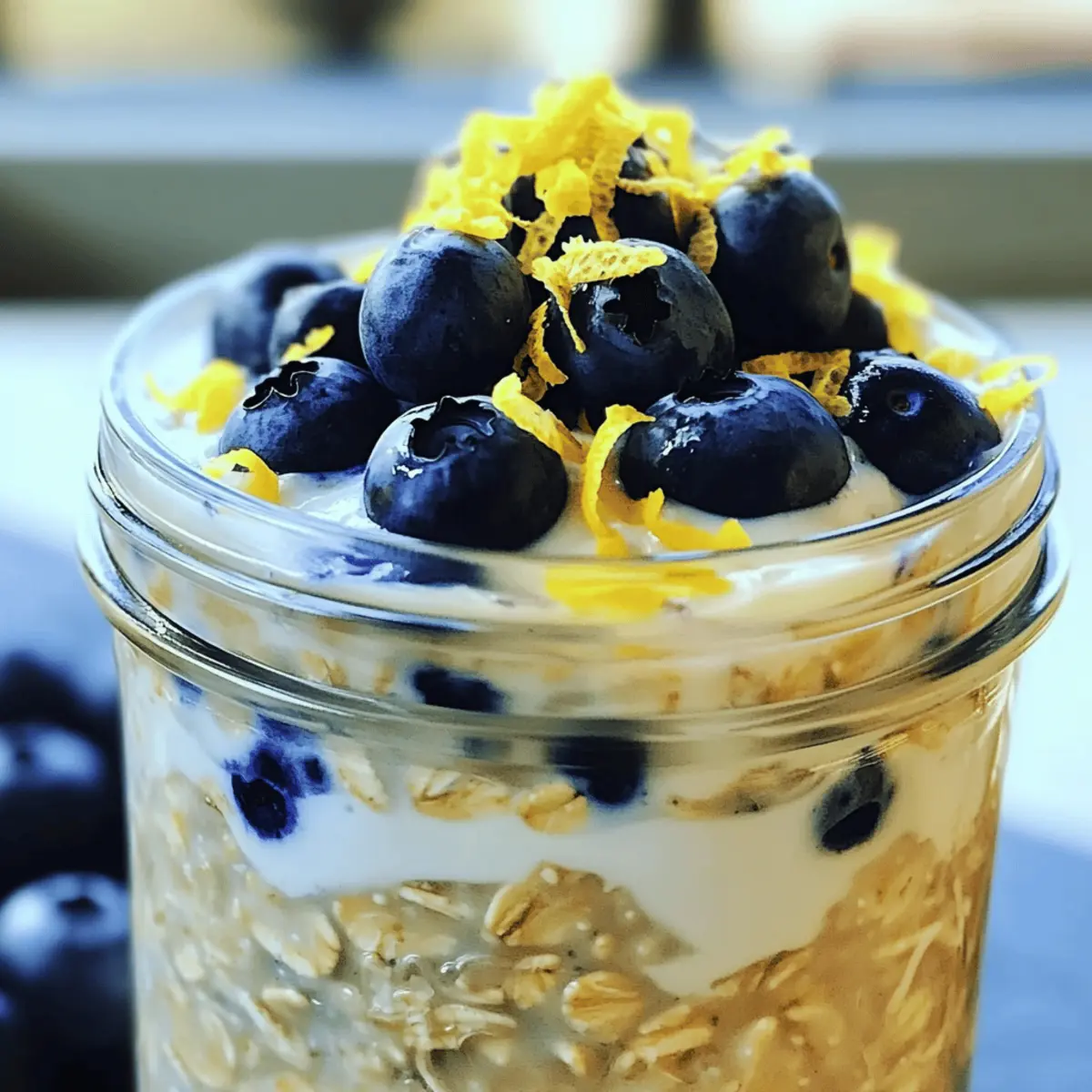 Zitronen-Blaubeer-Übernacht-Haferflocken Köstlicher Gesundheitskick