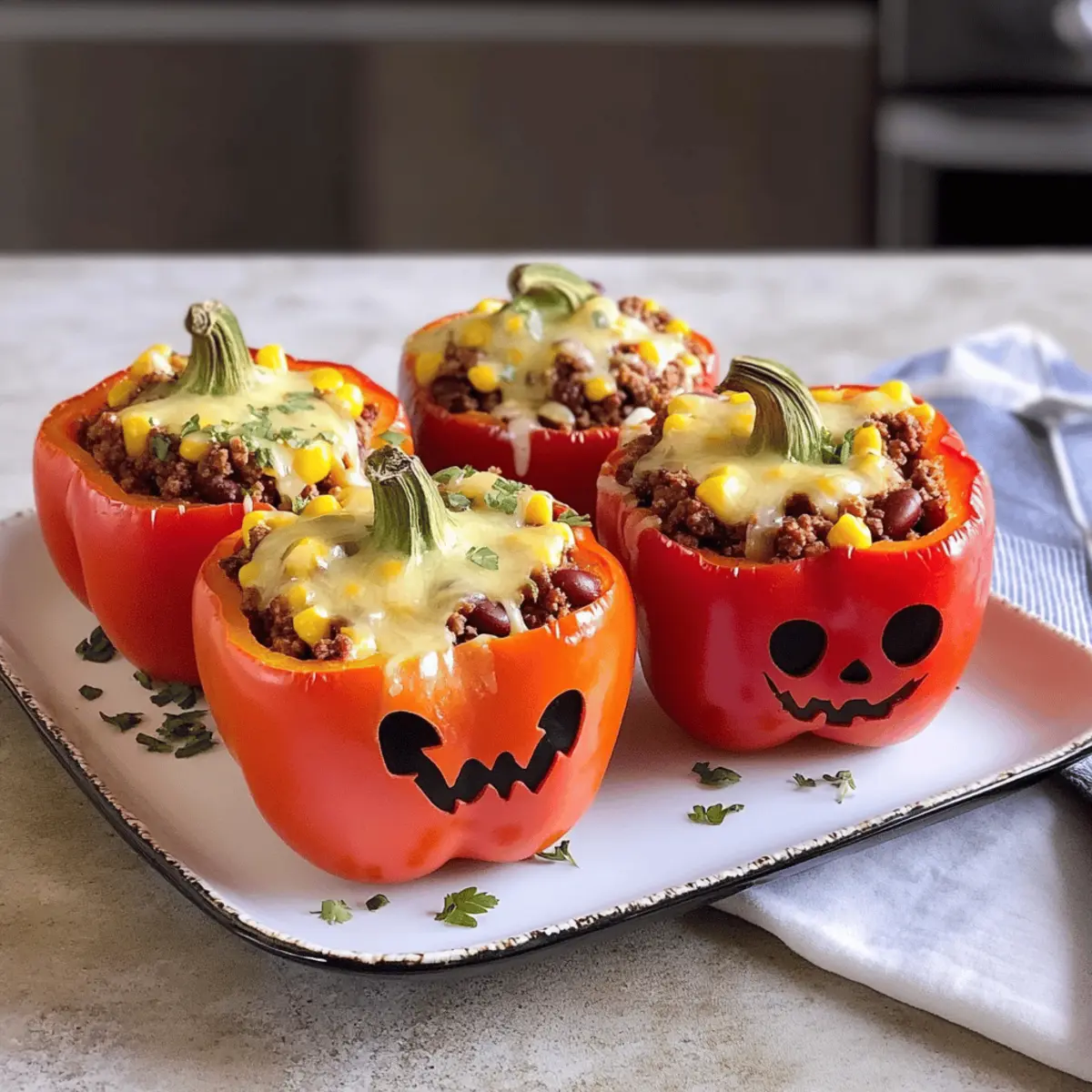Gefüllte Halloween Paprika nach Chili con Carne
