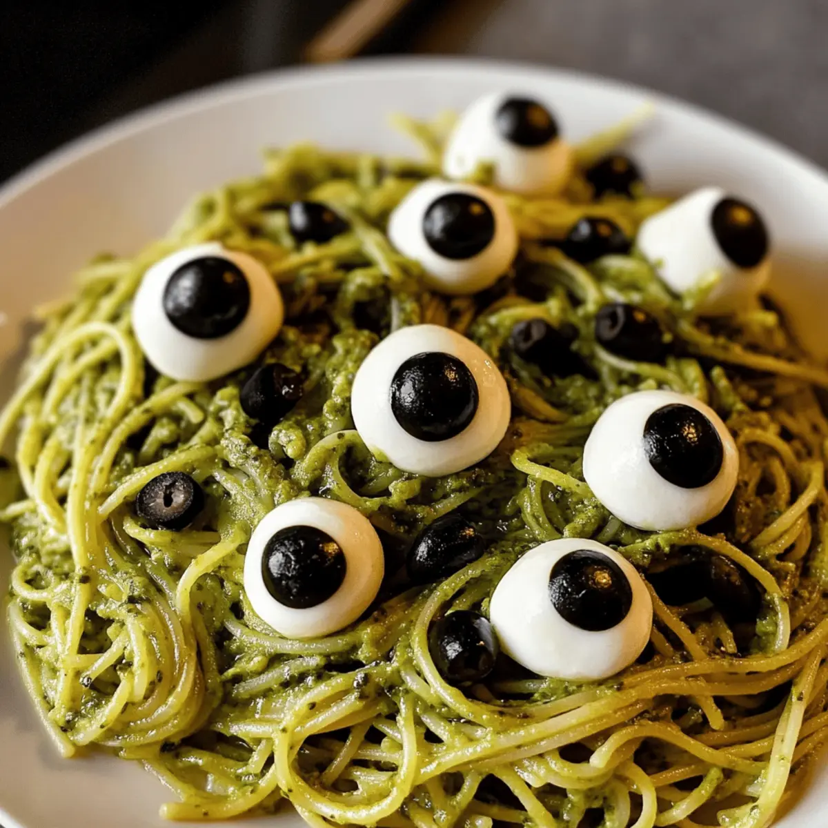 Grünes Monsterpasta – Halloween-Monster-Spaghetti