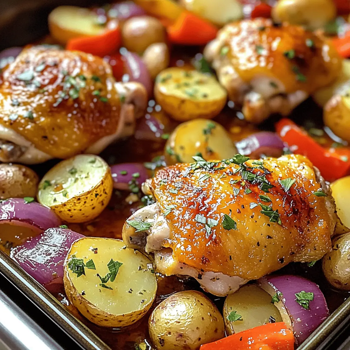 Schmackhaftes Blechgericht mit griechischem Hühnchen und Kartoffeln Rezept