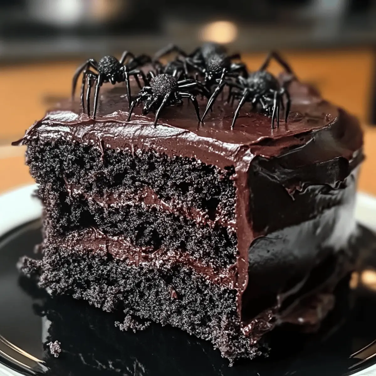 Gruseliger Black Velvet Halloween-Kuchen