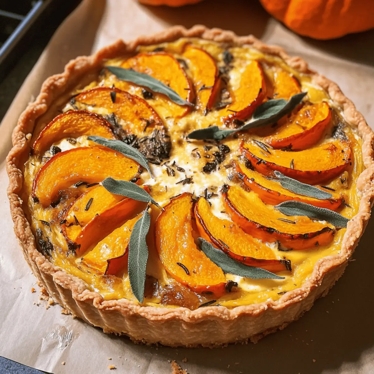 Vegetarische Quiche – mit Kürbis & Salbei