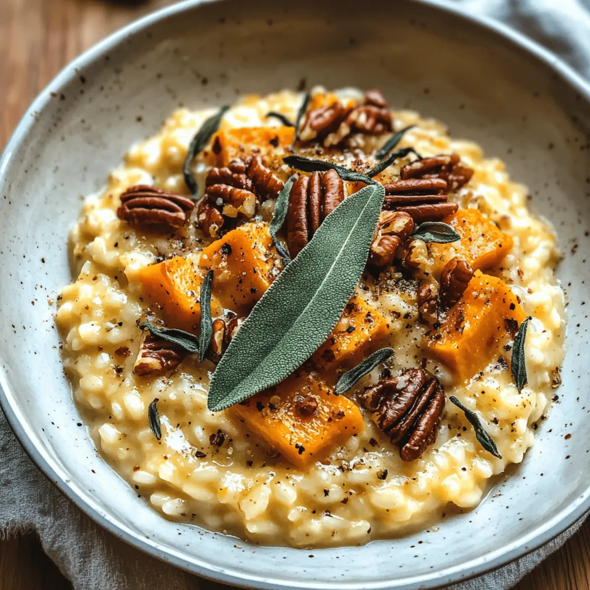 Roasted Butternut Squash Risotto with Sage and Pecans