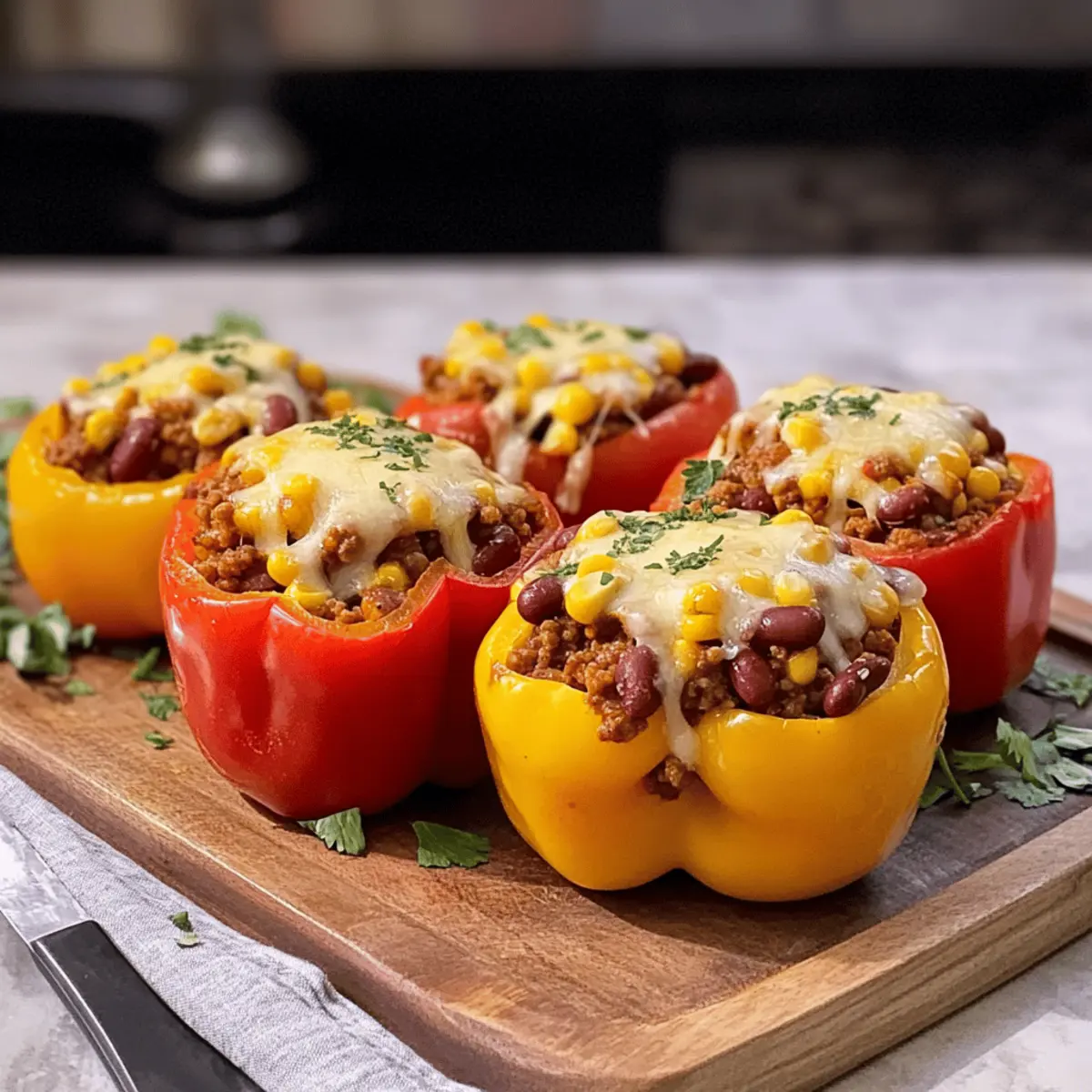 Gefüllte Halloween Paprika nach Chili con Carne