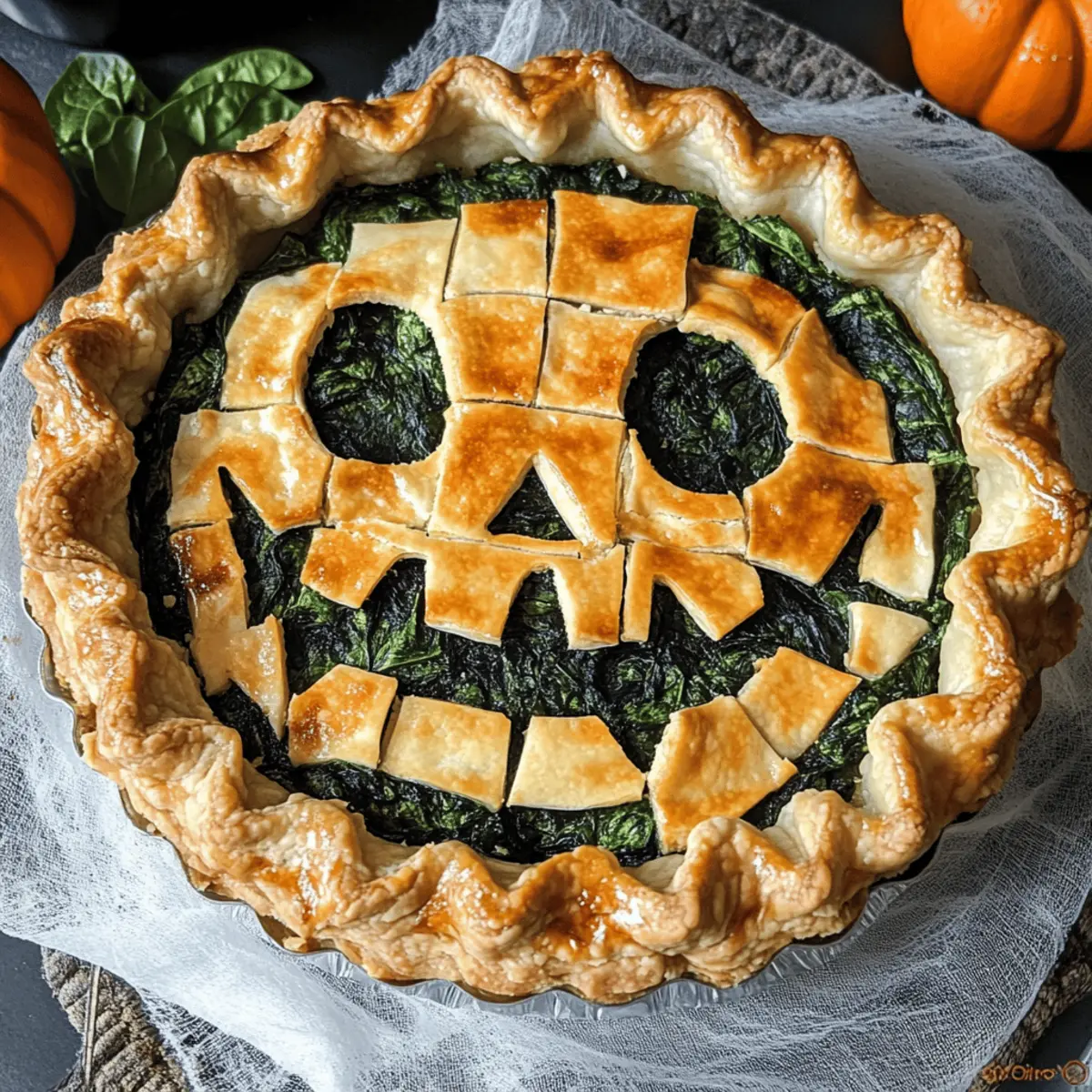 Halloween-Pie mit Ricotta, Spinat und Mortadella