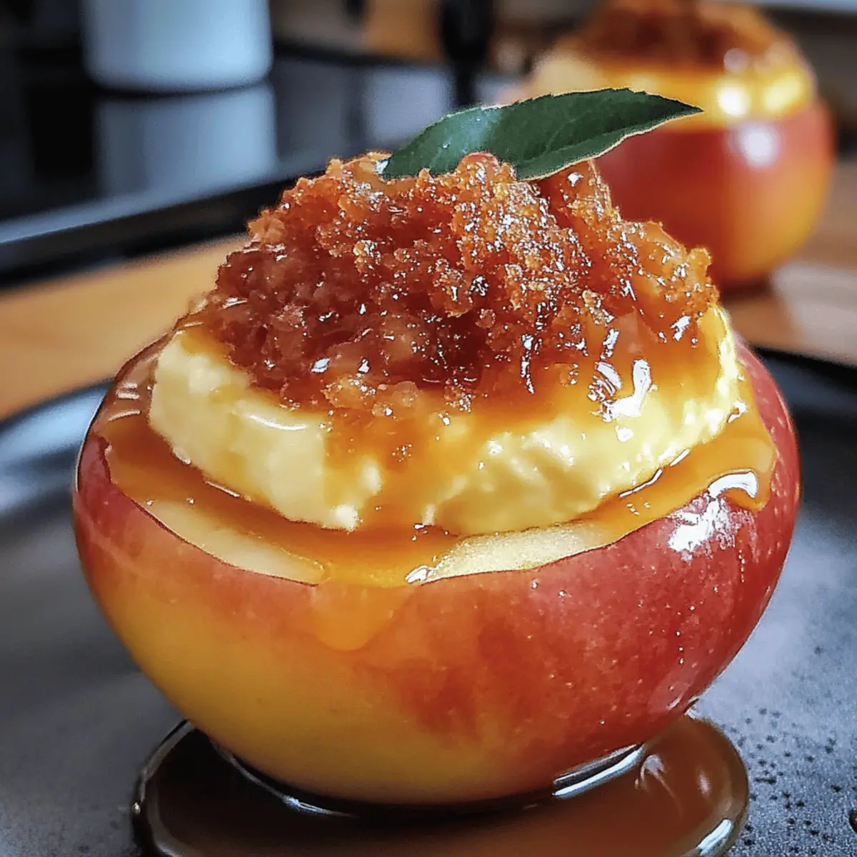 Mit Käsekuchen gefüllte Äpfel