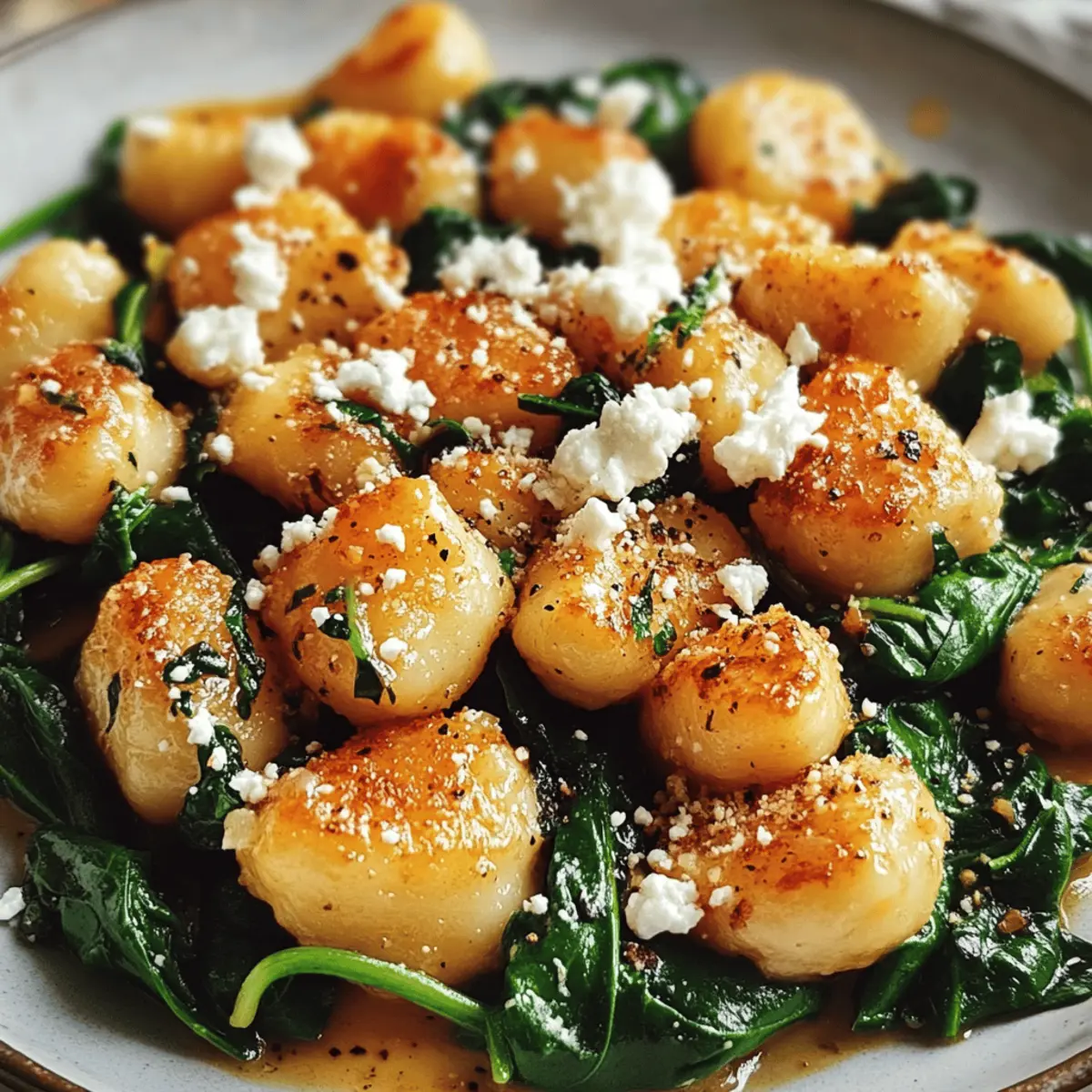 Knusprige Gnocchi mit Spinat und Feta