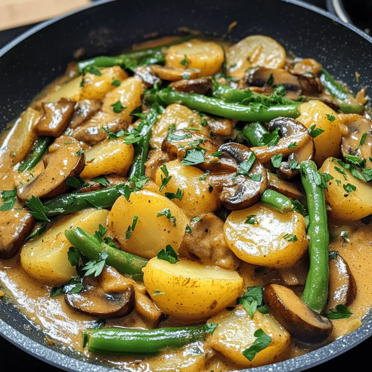 Kartoffel-Pilz-Pfanne mit Bohnen