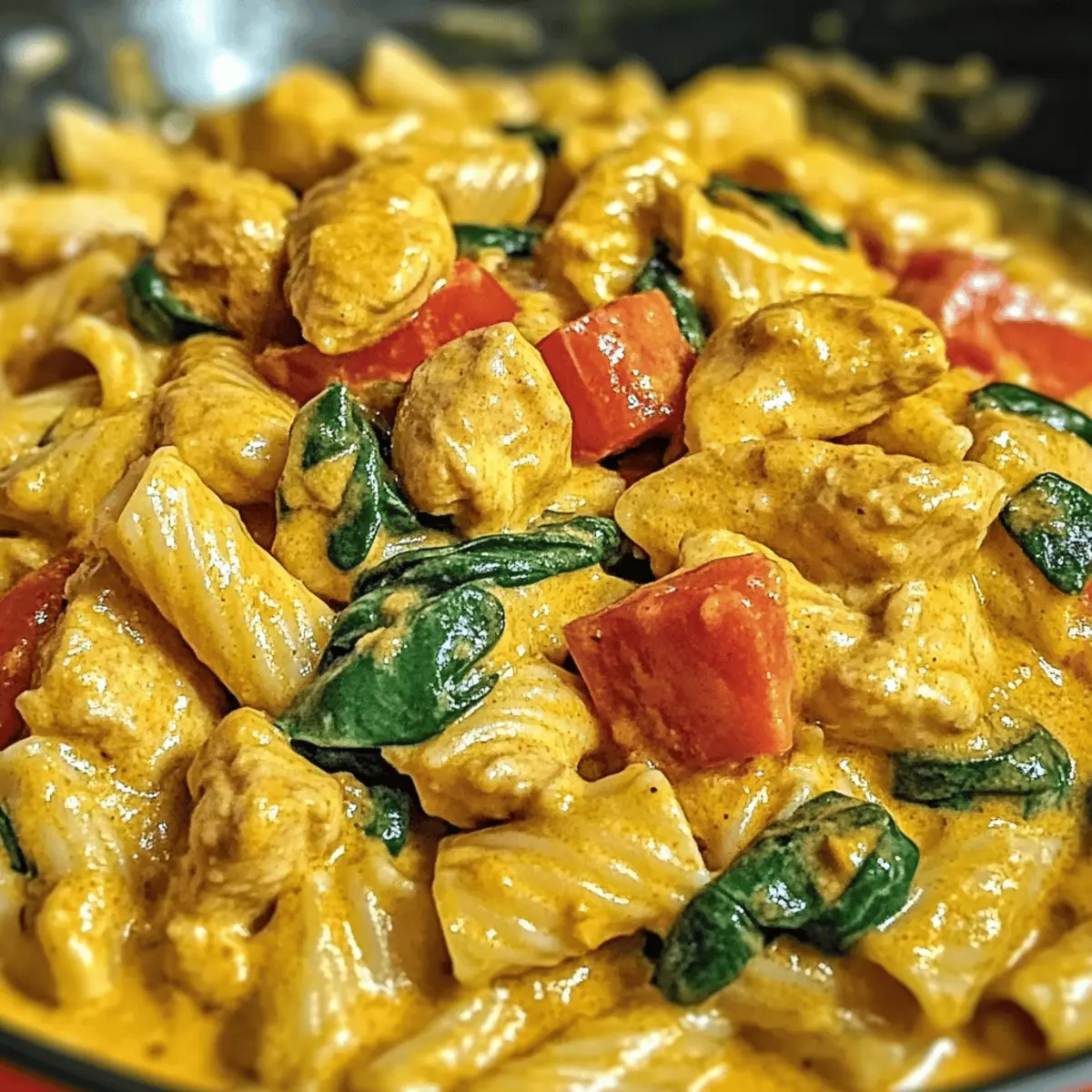 Hähnchen Curry Pasta