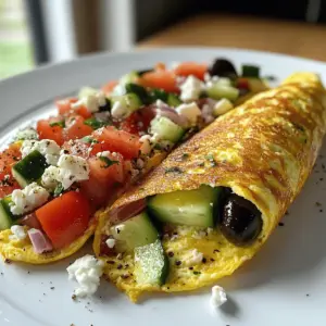 Griechischer Salat im Omelett-Wrap