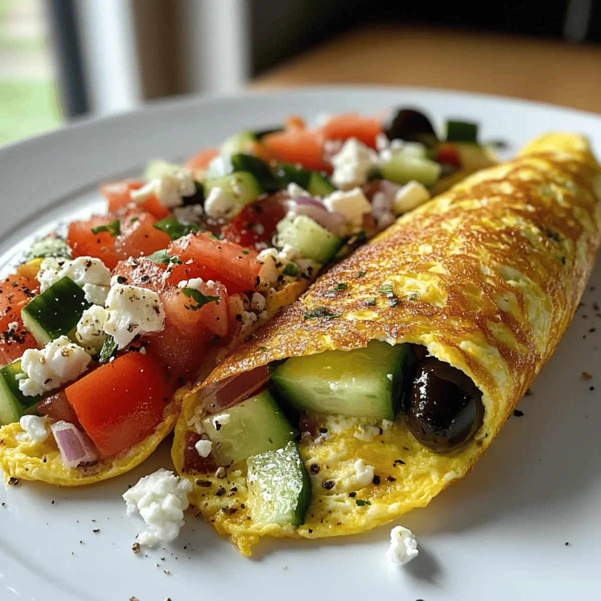 Griechischer Salat im Omelett-Wrap