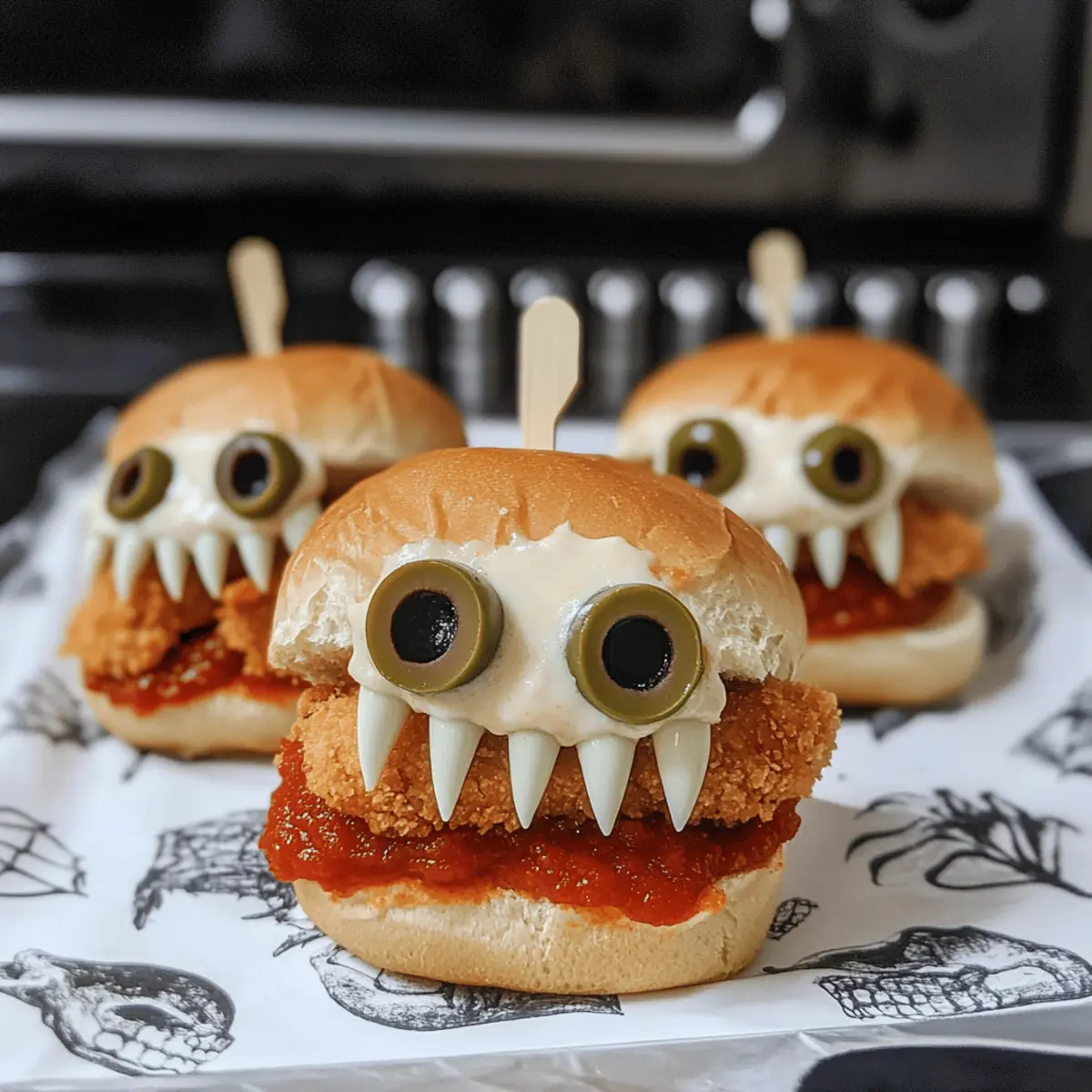 Halloween Hähnchen Parmesan Slider