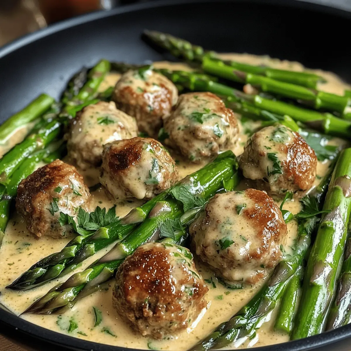 Hackfleischbällchen Spargel Kräuterrahmsauce