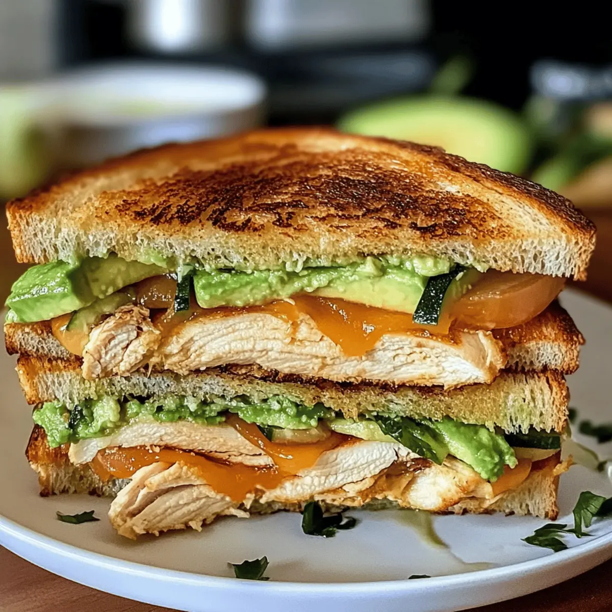 Hühnchen Avocado Schmelz Sandwich