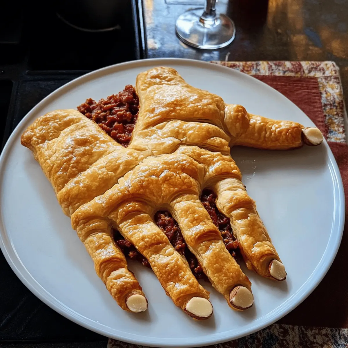 Blätterteighände mit Tomaten-Fleischfüllung