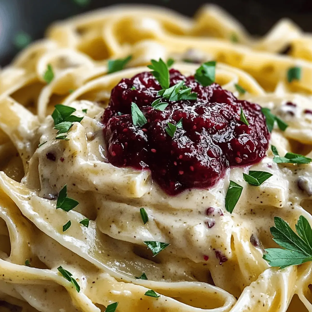 Brie Pasta Preiselbeeren Kompott