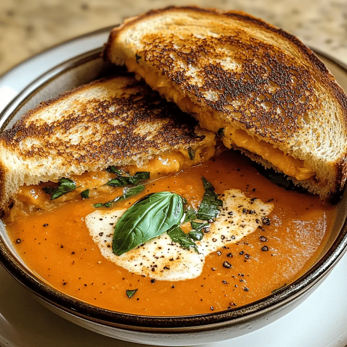Roasted Tomato Soup and Grilled Cheese Sandwich