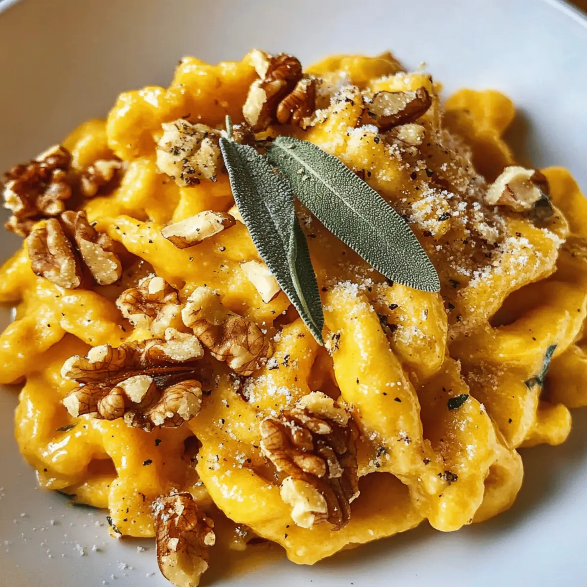 Kürbis-Spätzle mit Walnüsse Salbei