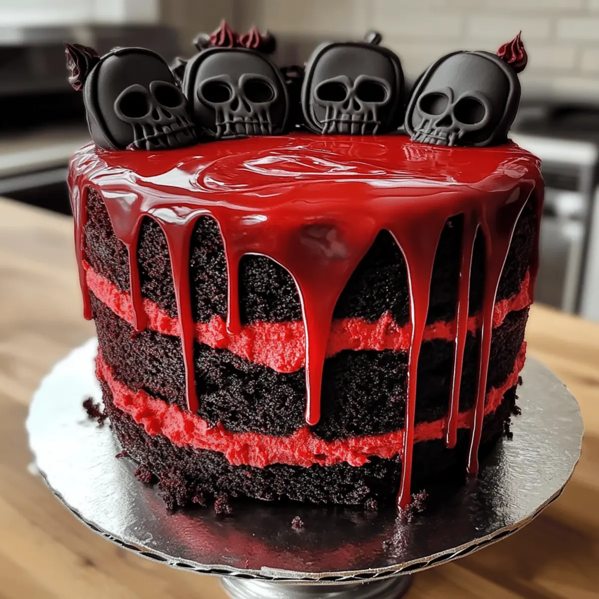 Horror-Kuchen-Rezept (Schwarz-rote Scream-Masken-Torte)