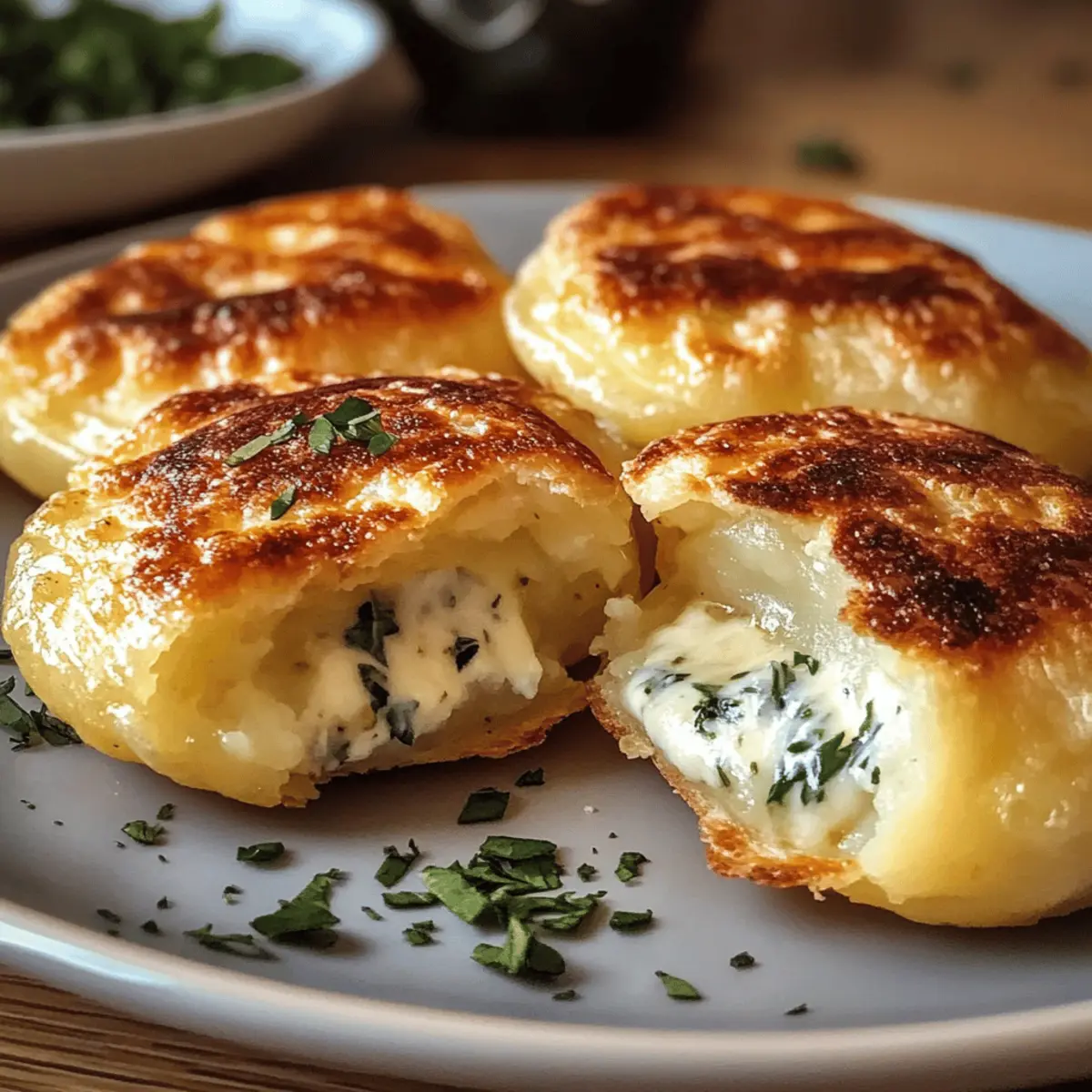 Vegetarische Kartoffeltaschen mit Frischkäsefüllung