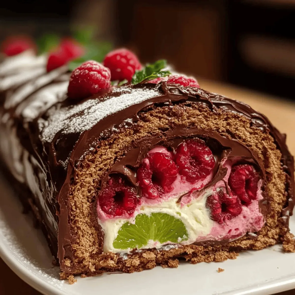 Lebkuchen Bûche mit Fruchtkern