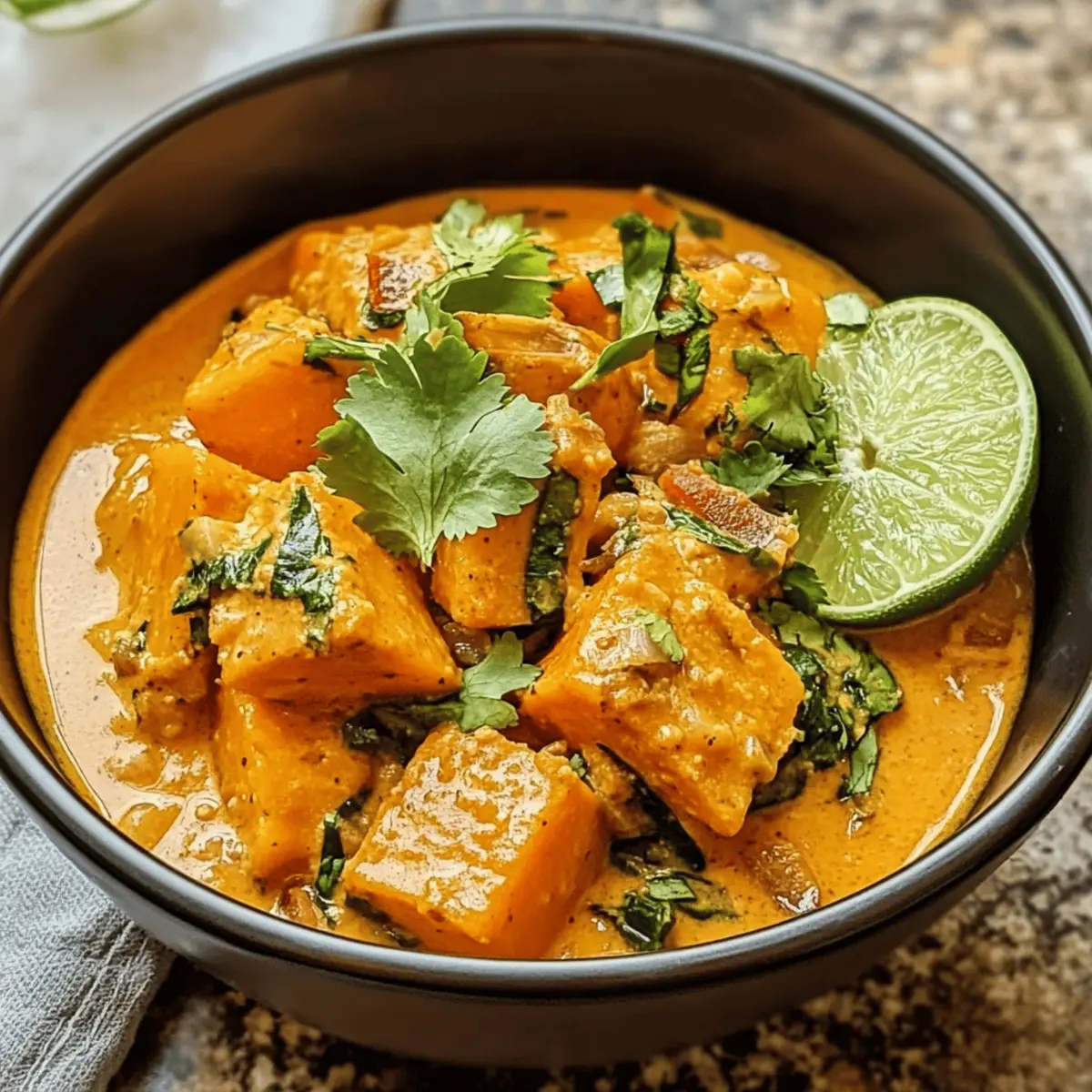 Einfaches thailändisches Kürbis-Curry aus einem Topf