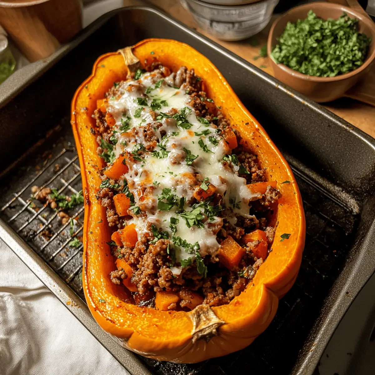 Butternut-Kürbis gefüllt