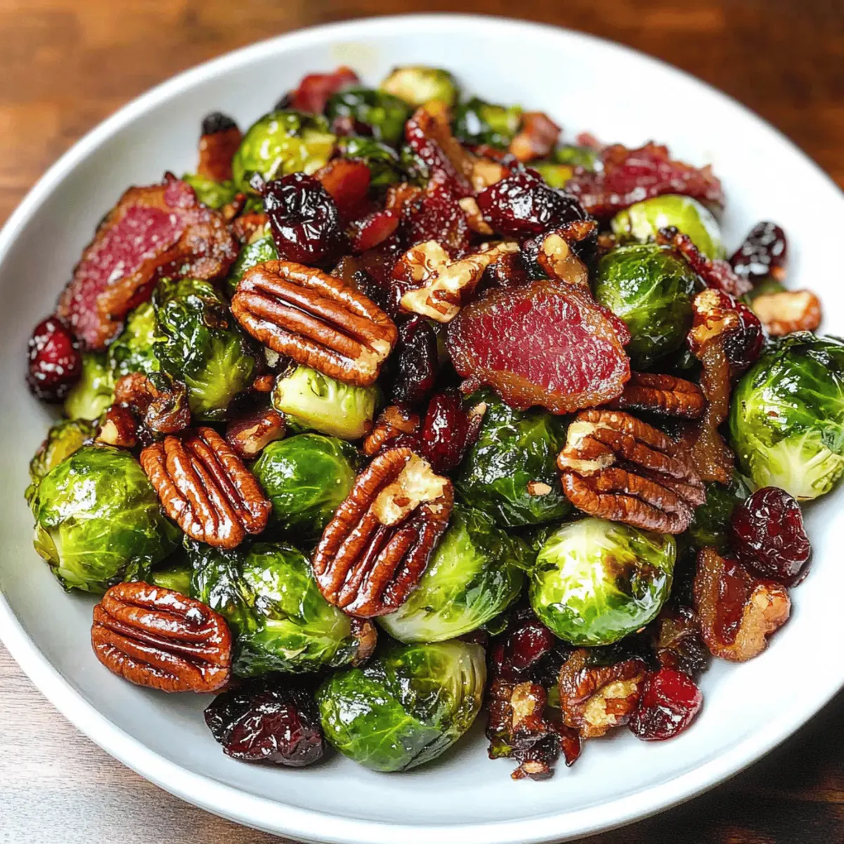 Rosenkohl mit Speck, Pekannüssen und Cranberries