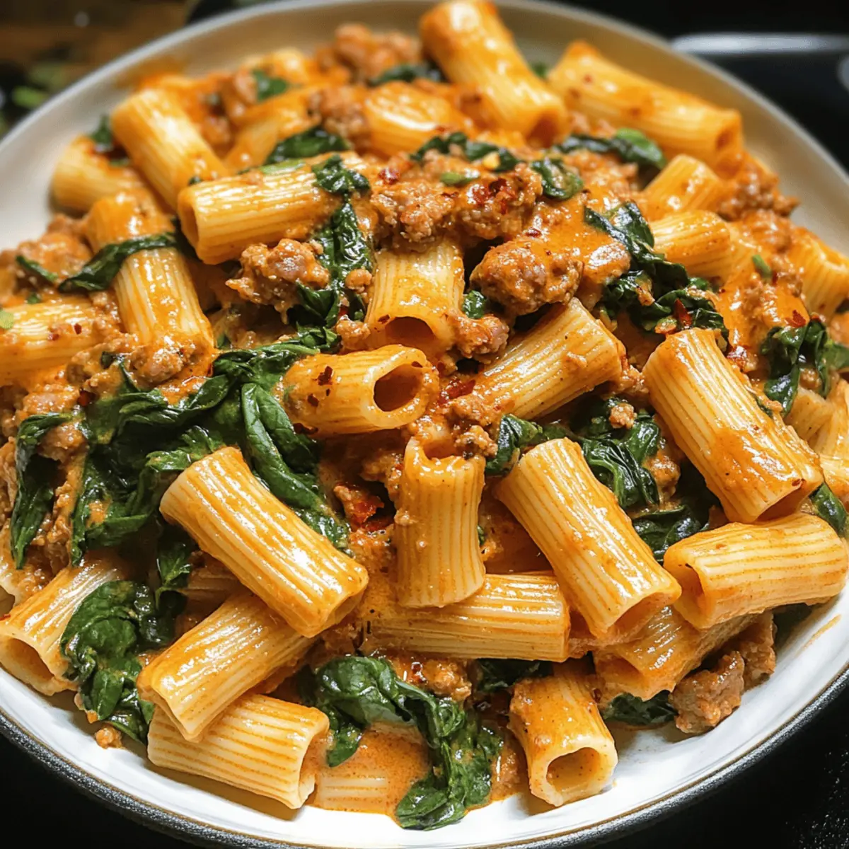 Cremige Wurst Rigatoni